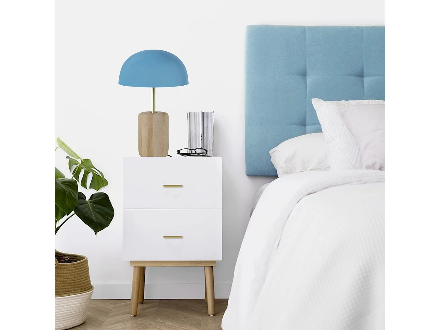 Lampada da tavolo legno metallo or GUSTTAVO M blu D'23 cm