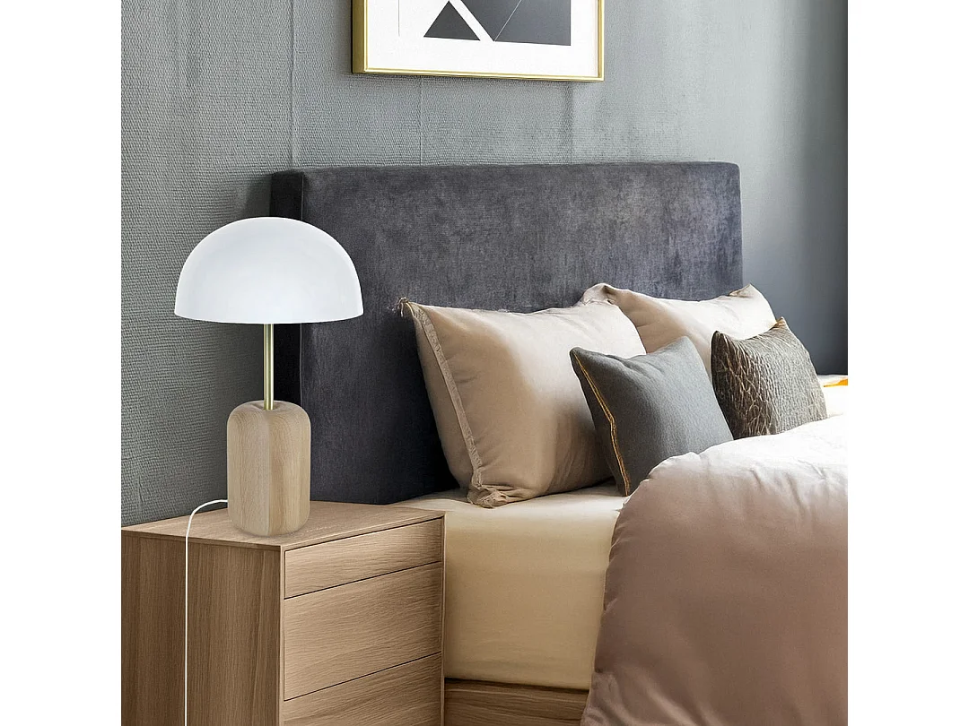Lampada da tavolo legno metallo or GUSTTAVO M bianco  D'23 cm