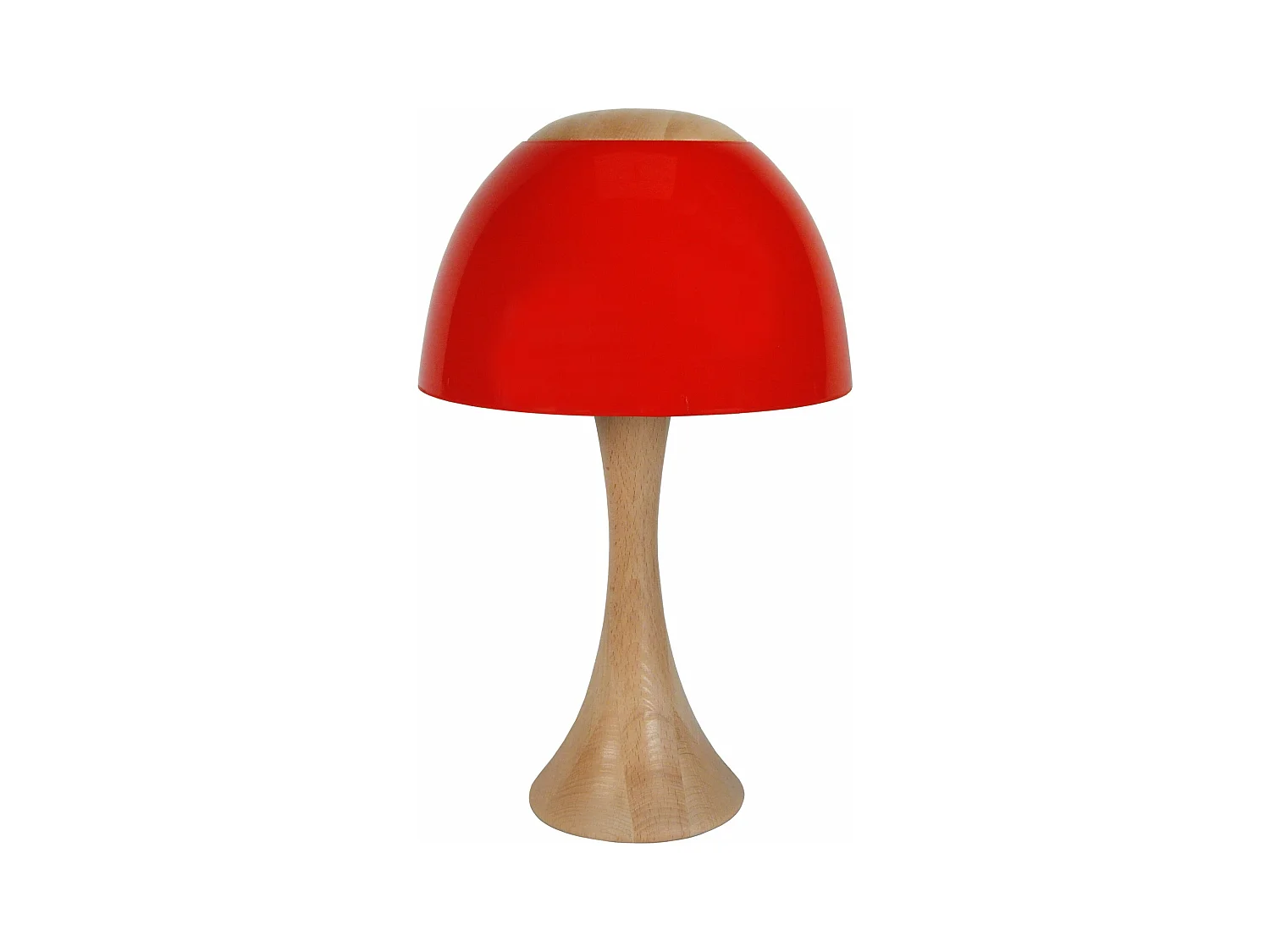 Lampe de chevet évasé bois  naturel,rouge 40 cm.