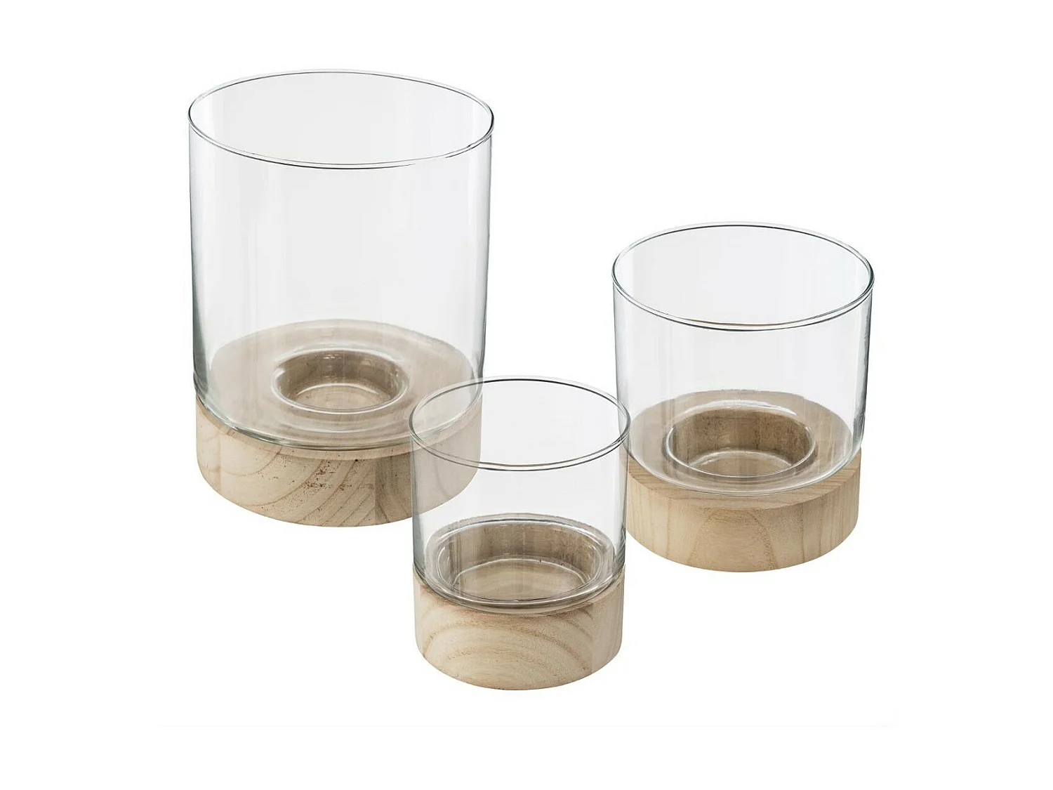 Lot de 3 Photophores en Verre "Eté" 20cm Transparent