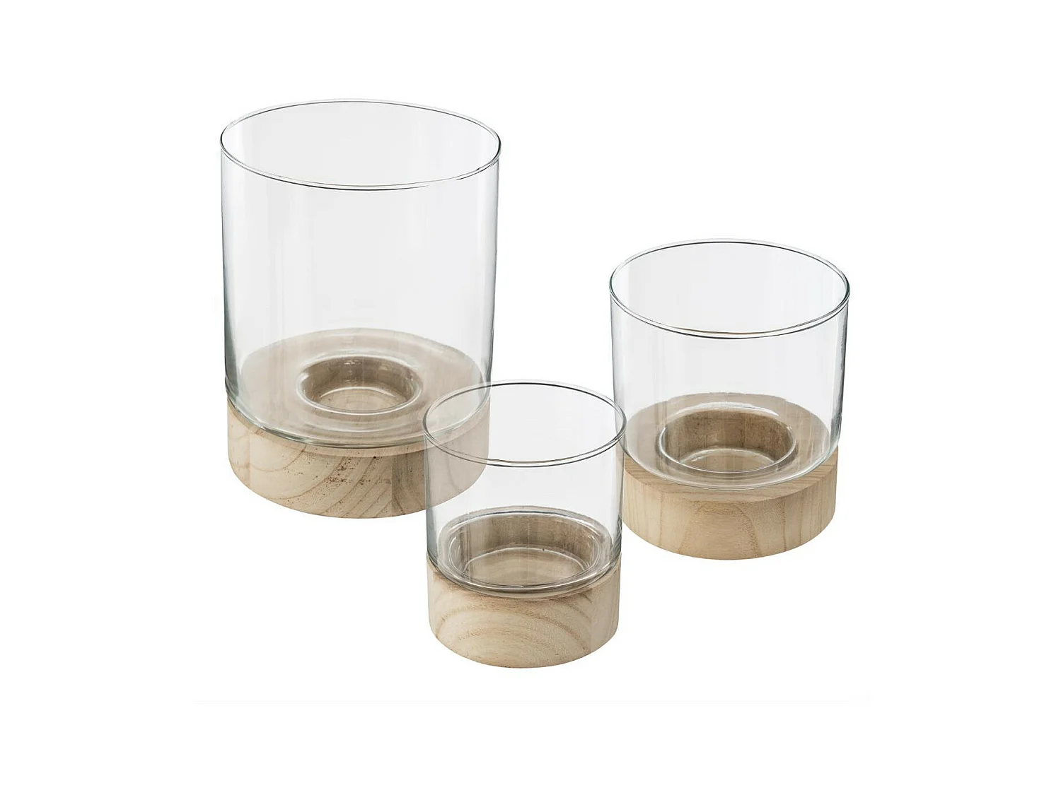 Lot de 3 Photophores en Verre "Eté" 20cm Transparent