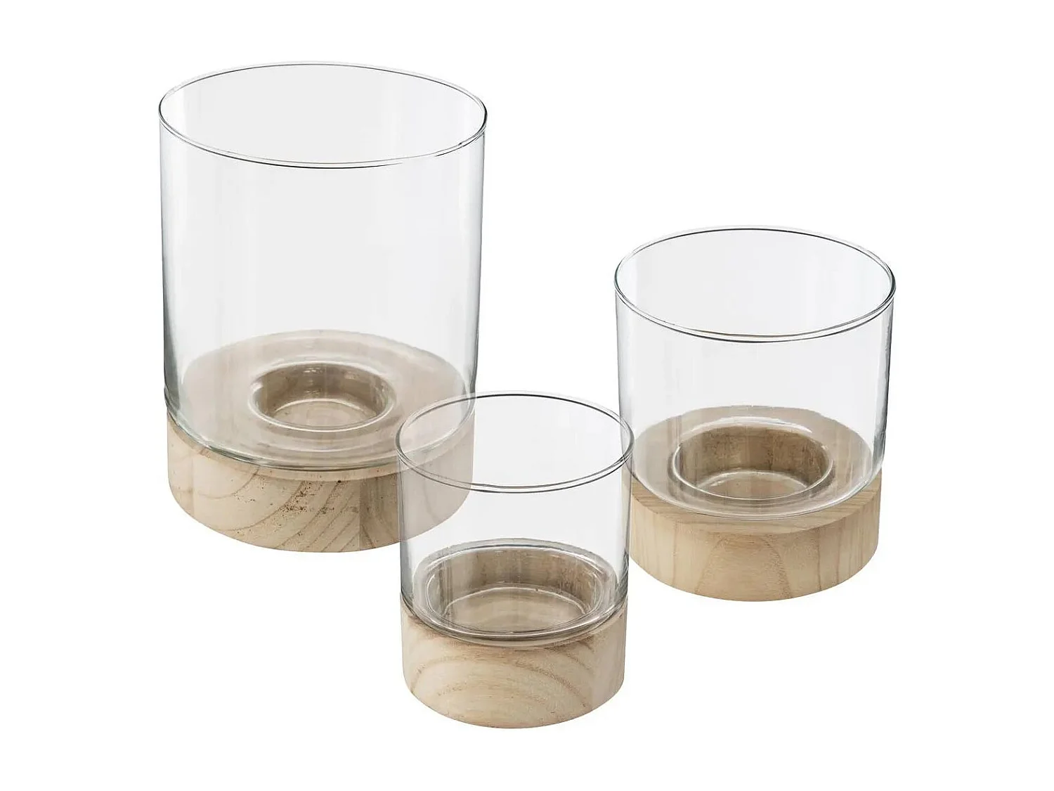Lot de 3 Photophores en Verre "Eté" 20cm Transparent
