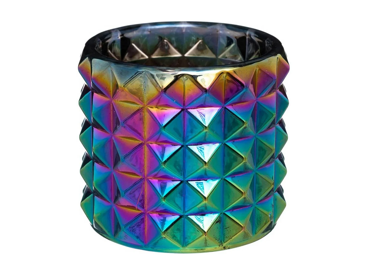 Photophore en Verre "Paon" 8cm Multicolore