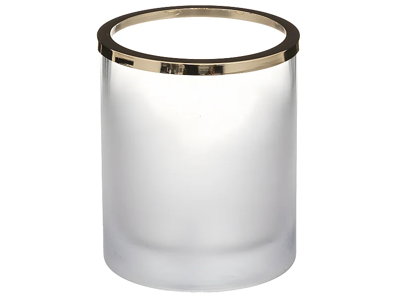 Photophore Déco en Verre Givré "Artif" 12cm Blanc