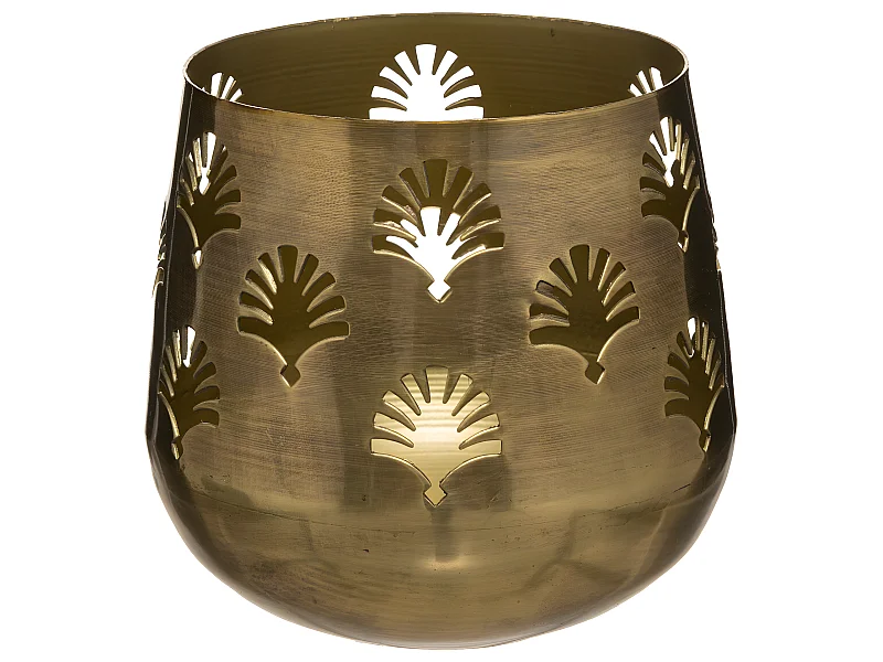 Photophore Déco en Métal Ajouré "Artif" 14cm Or