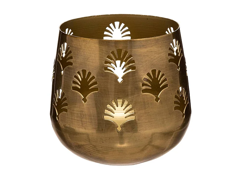 Photophore Déco en Métal Ajouré "Artif" 14cm Or