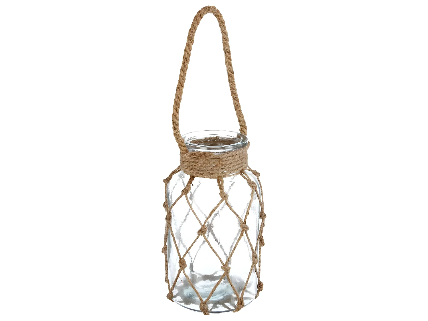 Photophore en Verre "Raffia" 26cm Transparent