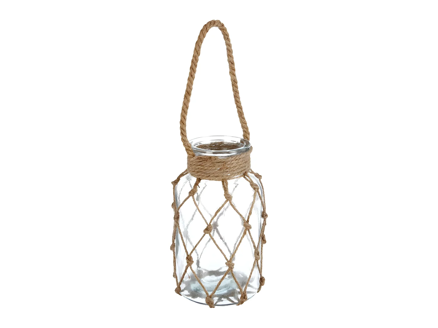 Photophore en Verre "Raffia" 26cm Transparent
