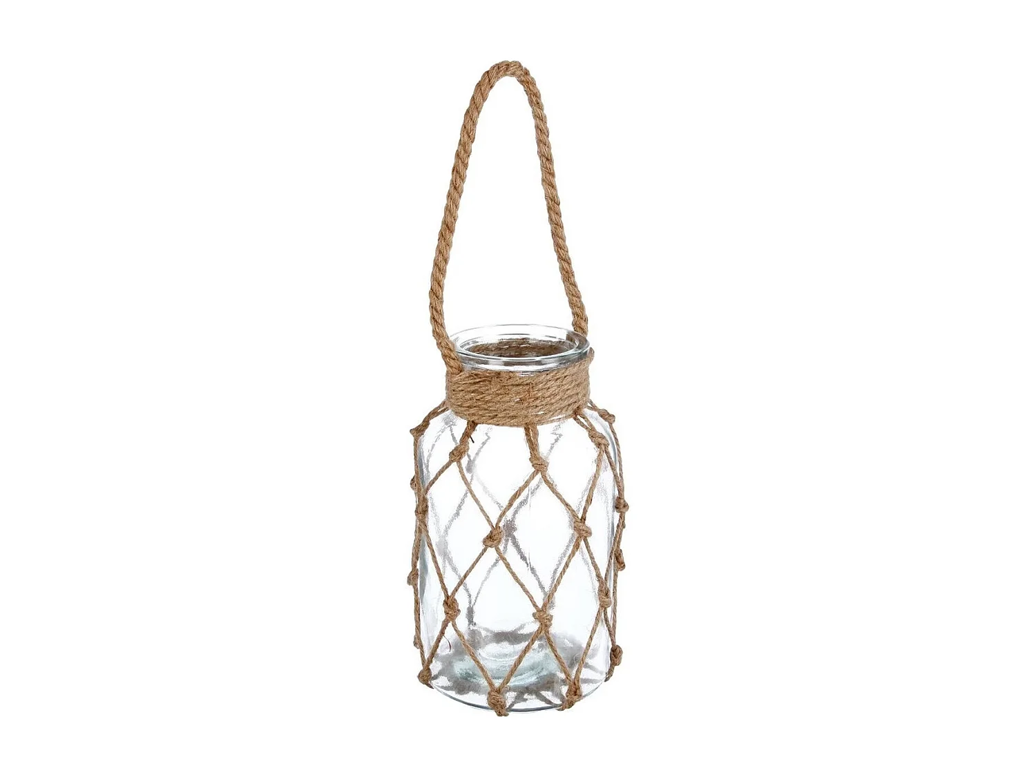 Photophore en Verre "Raffia" 26cm Transparent