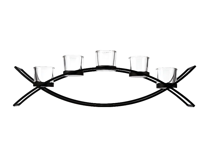 Photophore sur Pied "Vague" 54cm Noir