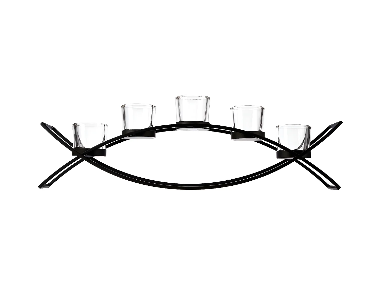 Photophore sur Pied "Vague" 54cm Noir