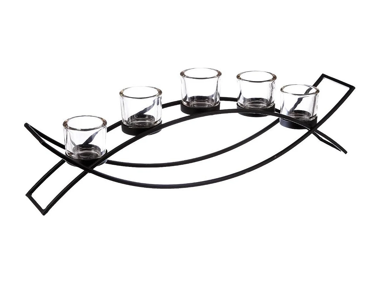 Photophore sur Pied "Vague" 54cm Noir