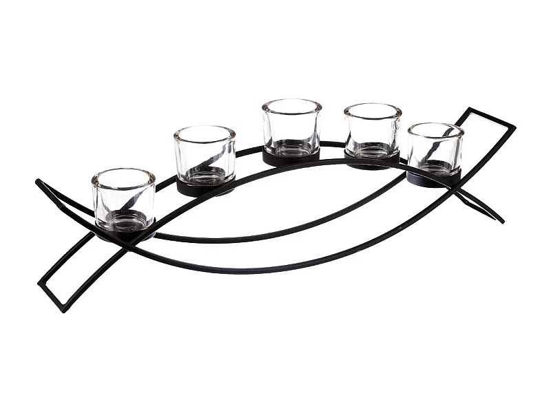 Photophore sur Pied "Vague" 54cm Noir