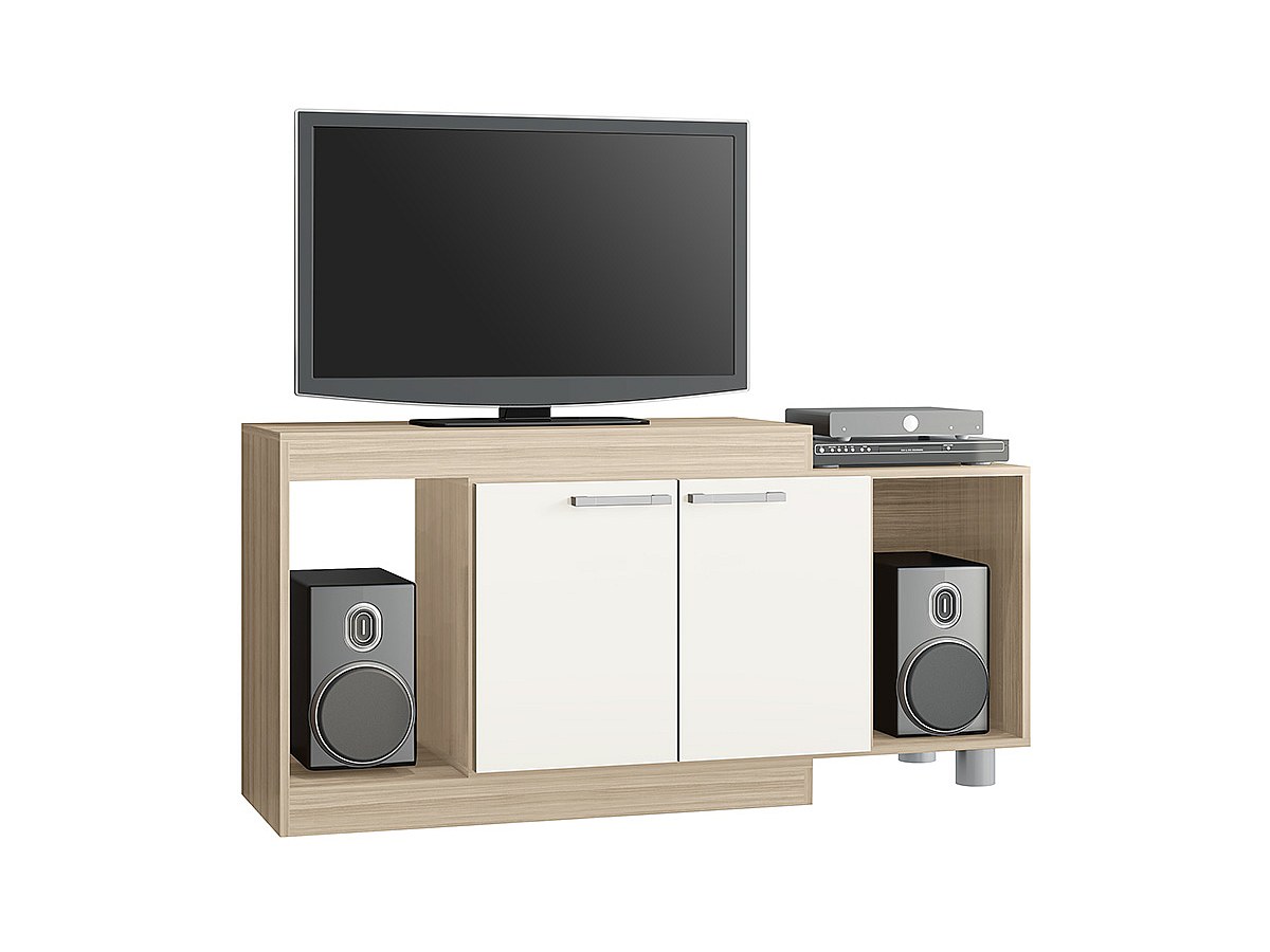 Mueble TV extensible de 2 puertas y 2 huecos roble THIAGO