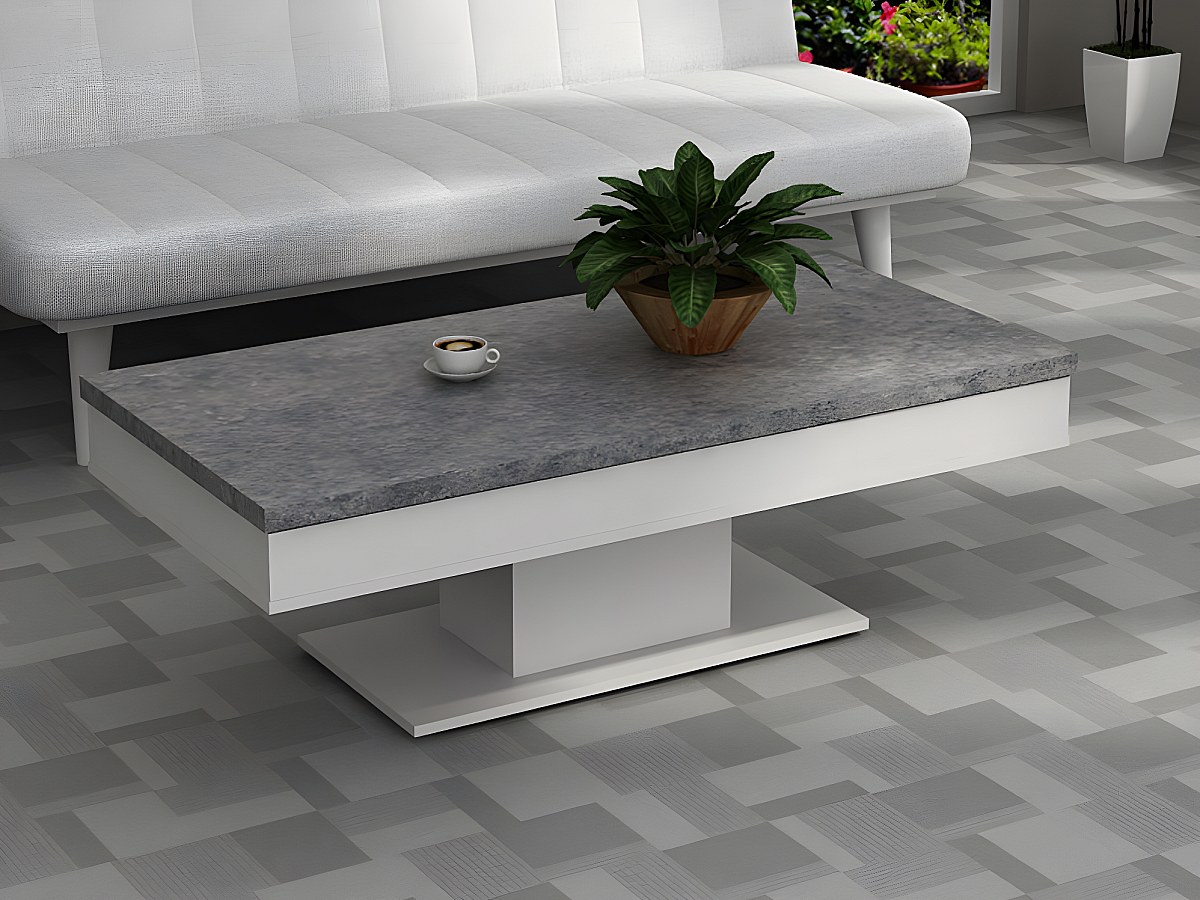 Couchtisch Tischplatte Beton-Effekt mit Staufach ASTULIA