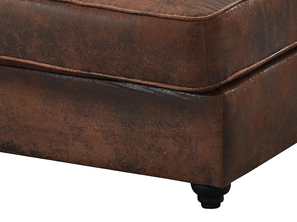 Szezlong lewostronny chesterfield SHIREL z mikrofibry o wyglądzie postarzanej skóry