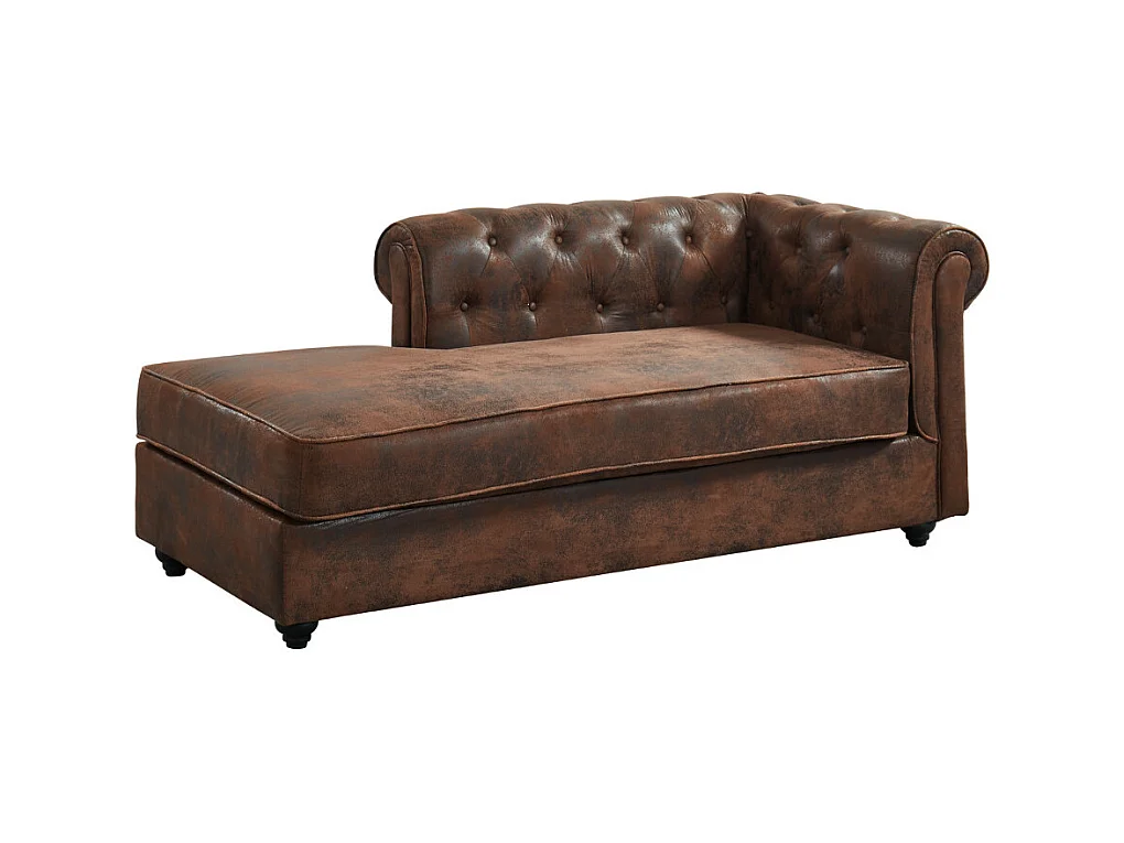 Penisola sinistra chesterfield in microfibra aspetto pelle invecchiata - SHIREL