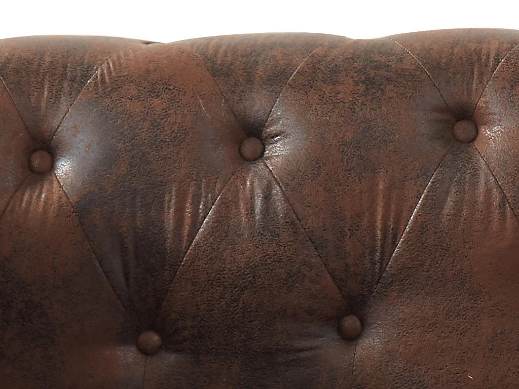 Szezlong lewostronny chesterfield SHIREL z mikrofibry o wyglądzie postarzanej skóry