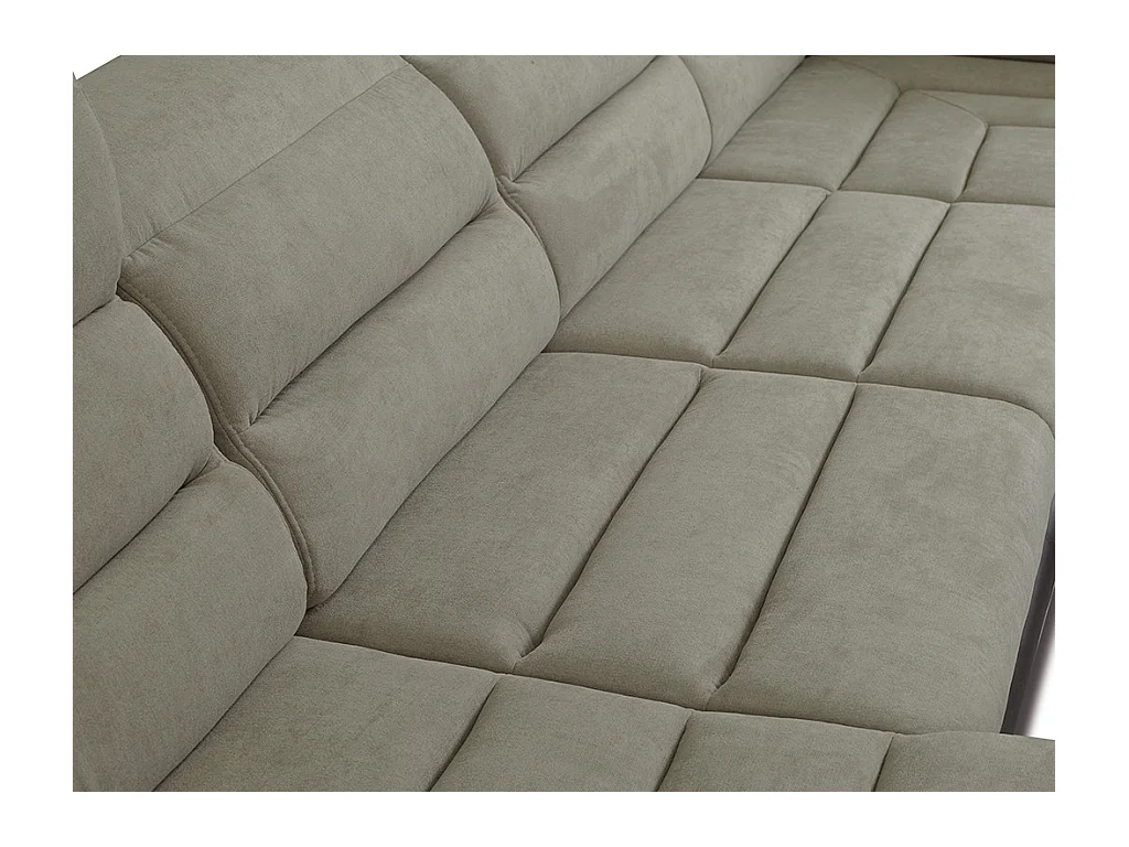 Canapé d'angle panoramique convertible en tissu et simili BOILEAU - Bicolore beige/marron - Angle gauche