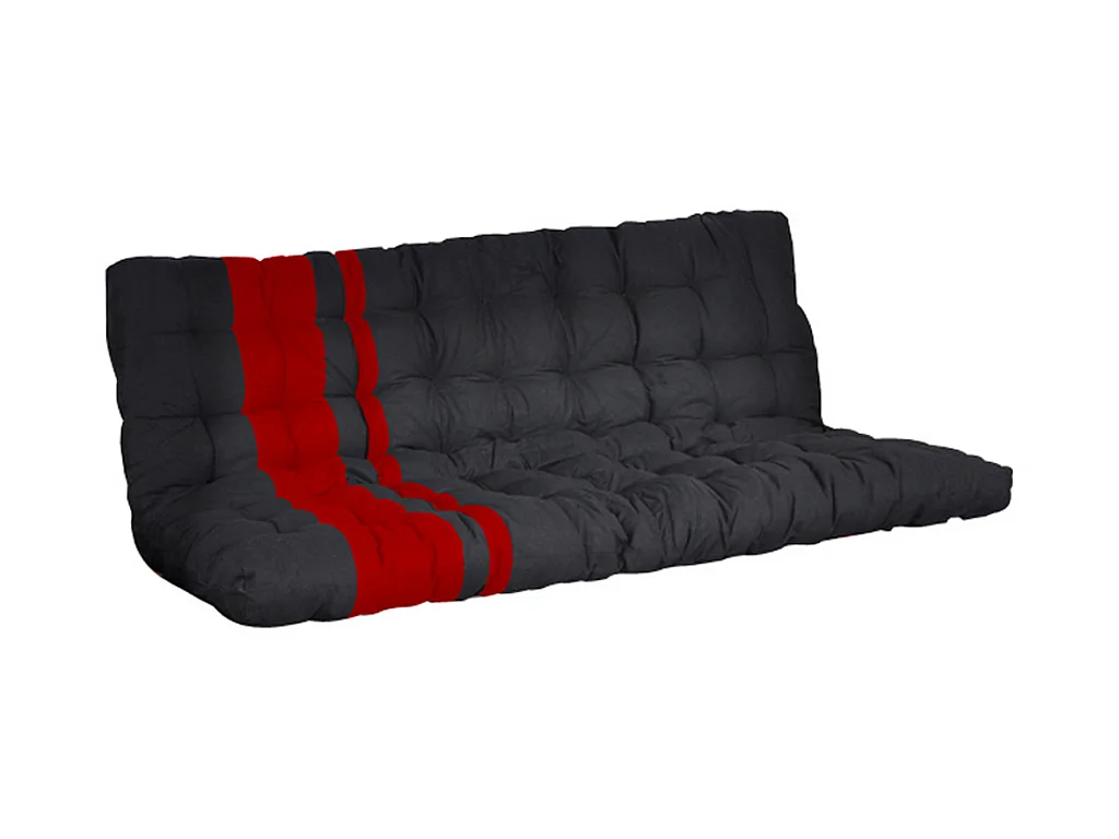 Futon 135 x 190 cm spécial banquette-lit ép.10cm - Noir et Rouge - MODULO