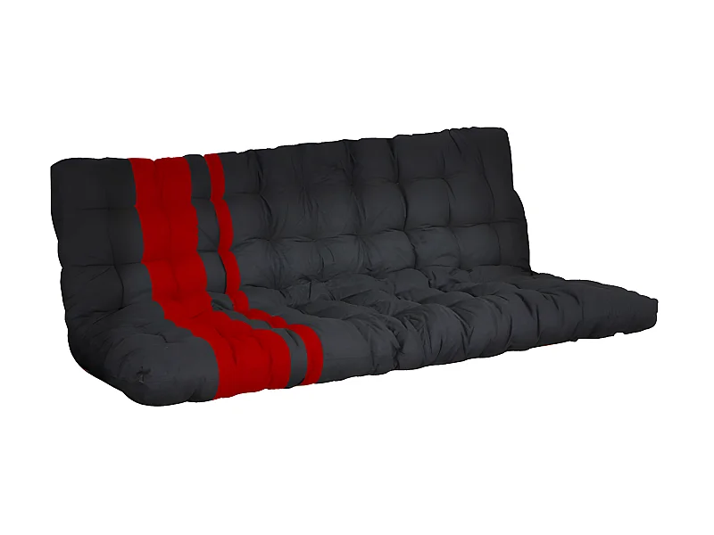 Futon 135 x 190 cm särskilt för bänksoffa tjocklek 10 cm - Svart och röd - MODULO
