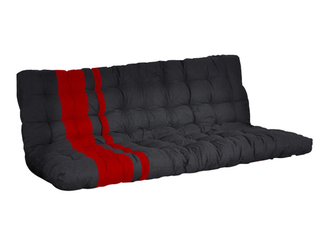 Futon 135x 190cm voor slaapbank dikte 10cm - Zwart en Rood - MODULO