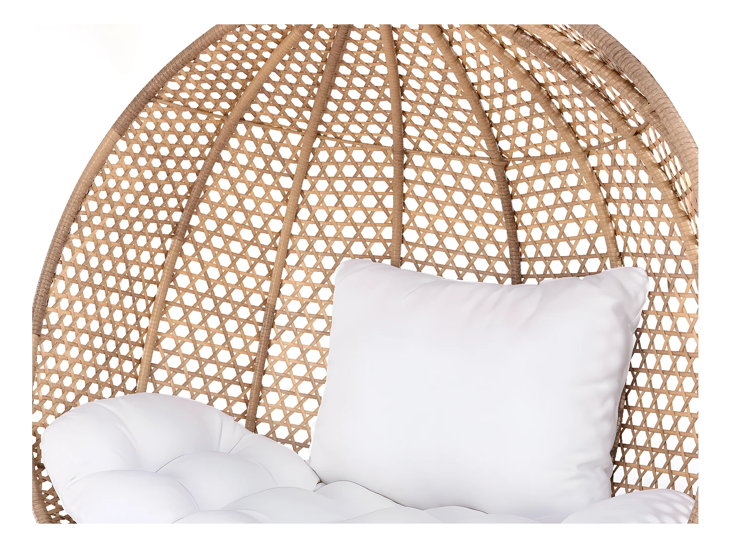 Hengestol 2-seter i flettet kunstrotting beige med hvit pute VAHINA MYLIA