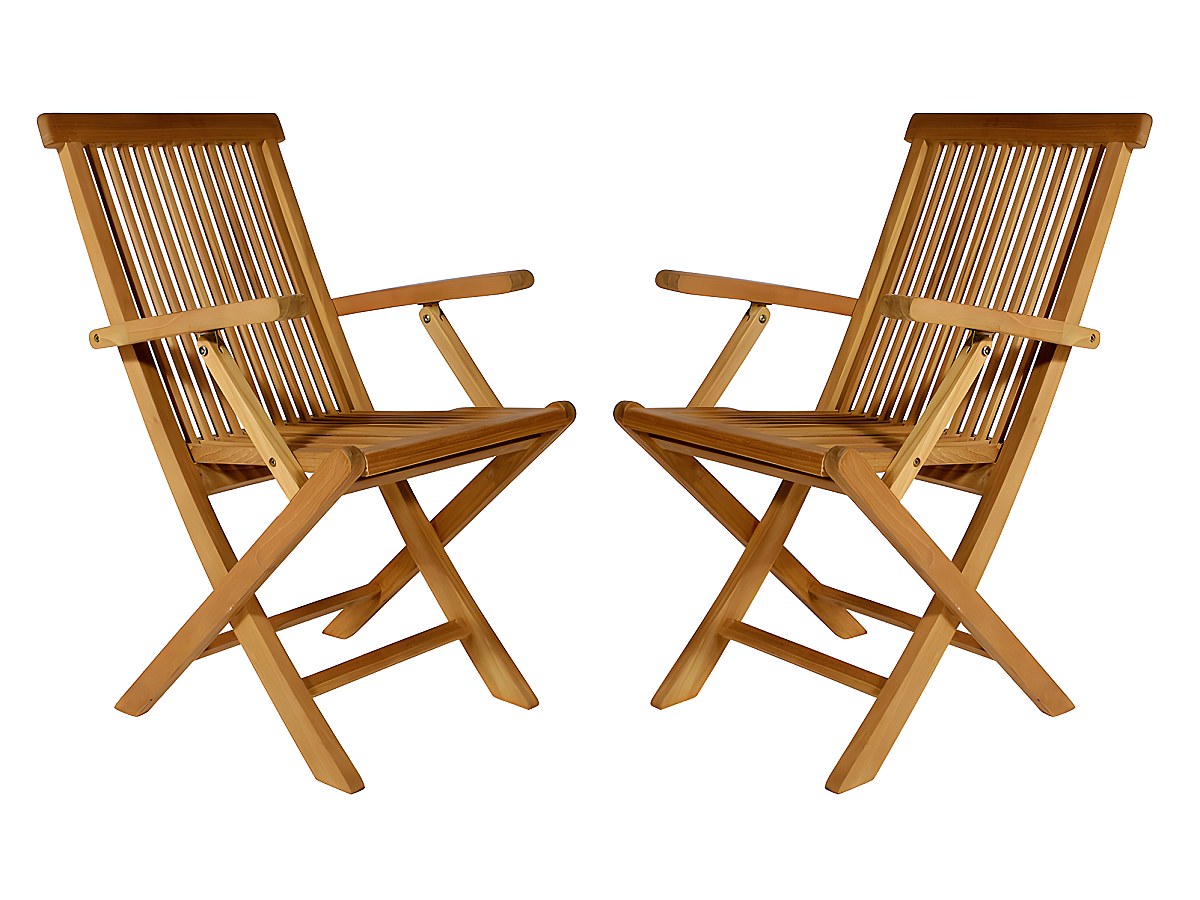 Juego de 2 sofás plegables reposabrazos BYBLOS - Teca