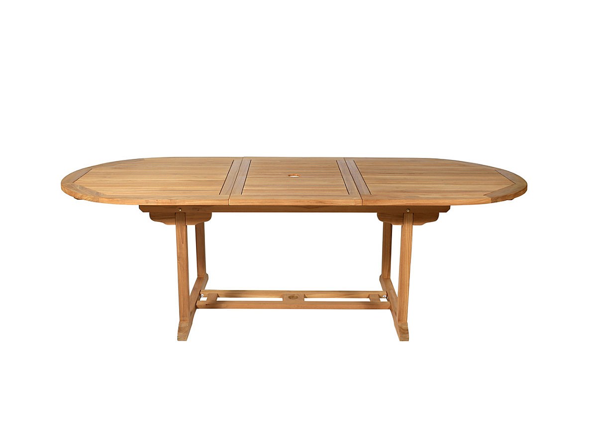 Mesa de comedor jardín extensible BYBLOS Teca Ancho 180-240