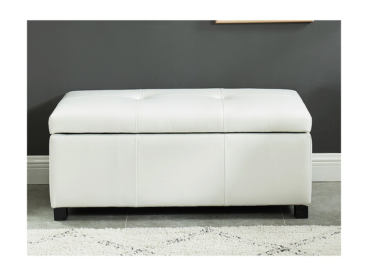 Banco-baúl de piel sintética color blanco FILIPPO