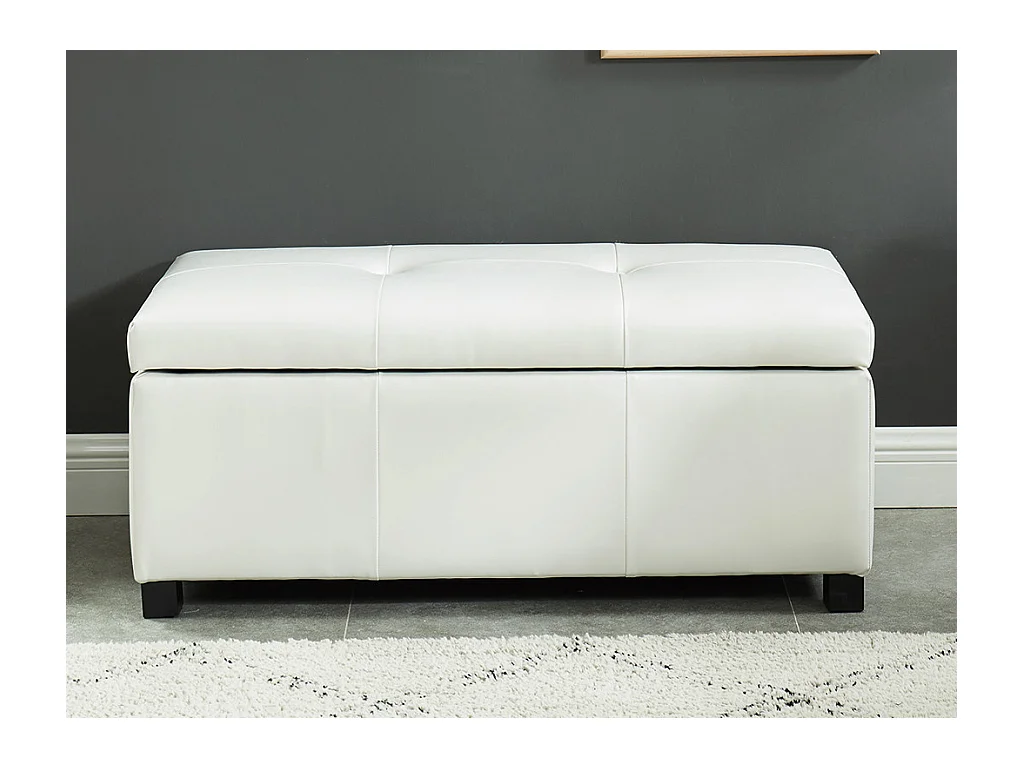 Ławka ze skrzynią z ekoskóry FILIPPO - kolor biały