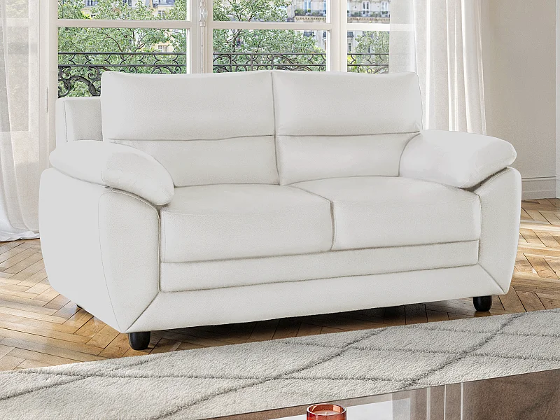 Sofa 2-Sitzer - Kunstleder - Weiß - MANOA