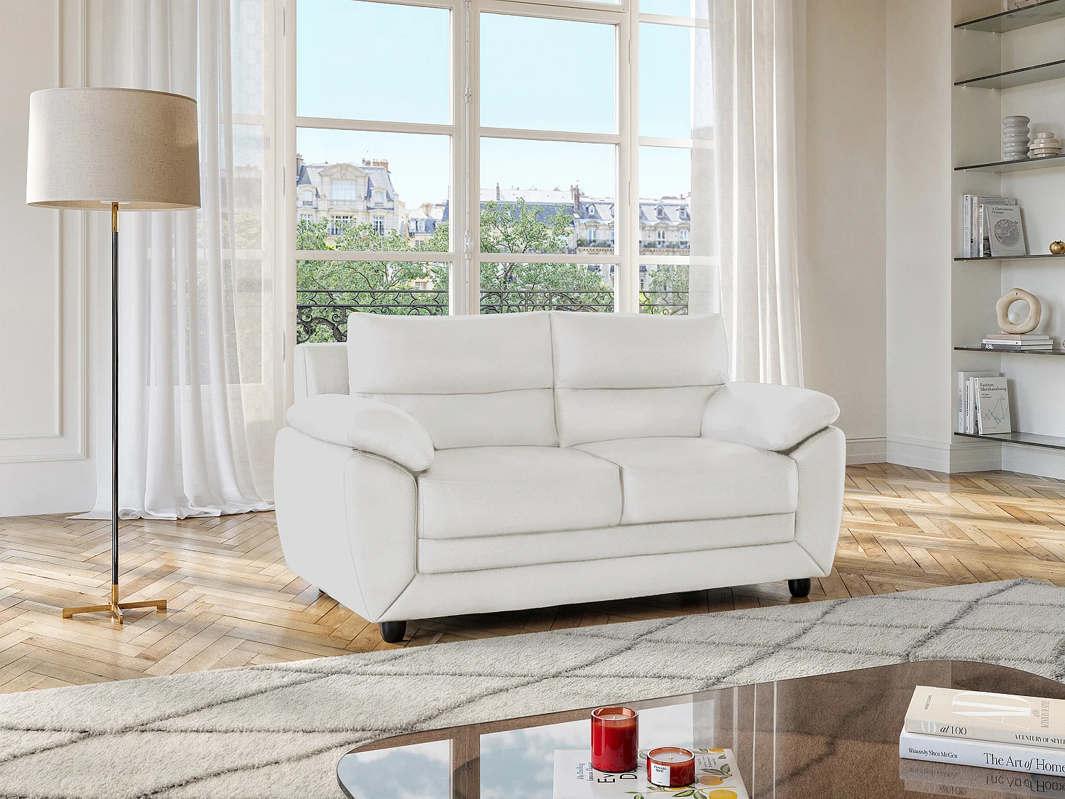 Canapé 2 places MANOA en simili - Blanc