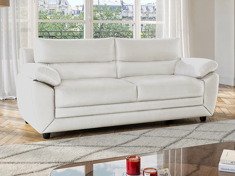 Sofa 3-Sitzer - Kunstleder - Weiß - MANOA