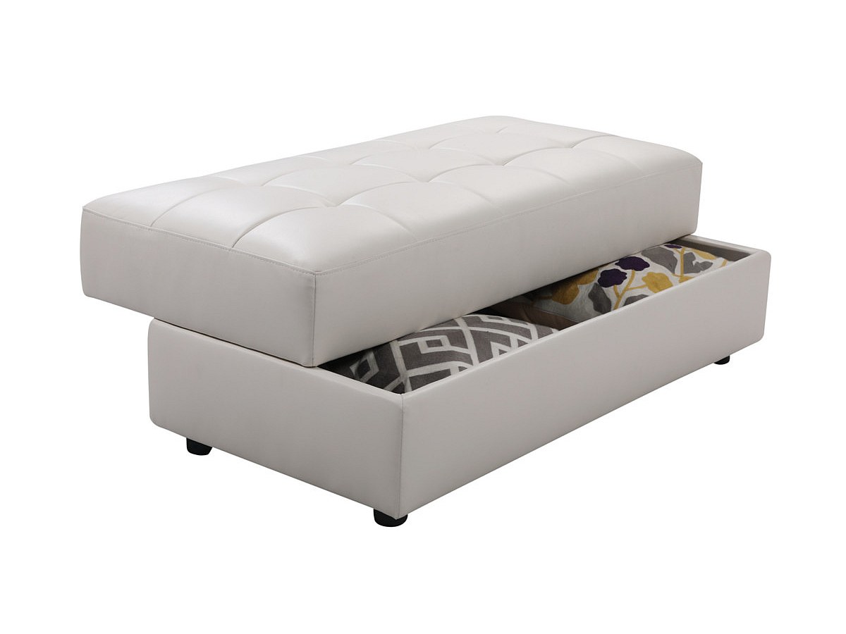 Sofá piel sintética blanco con cofre+puf cofre ORIGAMI III