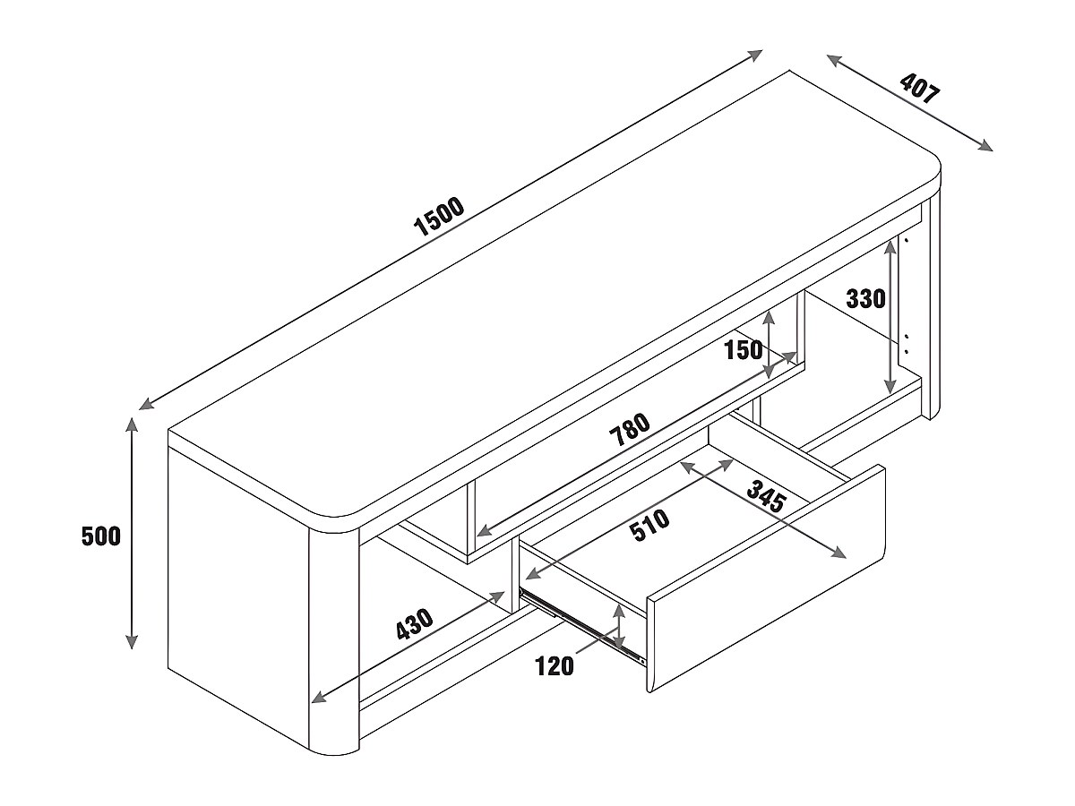 Mueble TV PERCEPTION - LEDs - 2 puertas - Gris y blanco