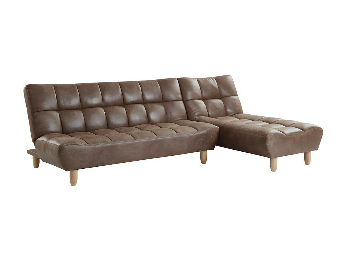 Modulierbares Schlafsofa Klappsofa - Microfaser-Vintage-Look - Braun - ESTE günstig online kaufen