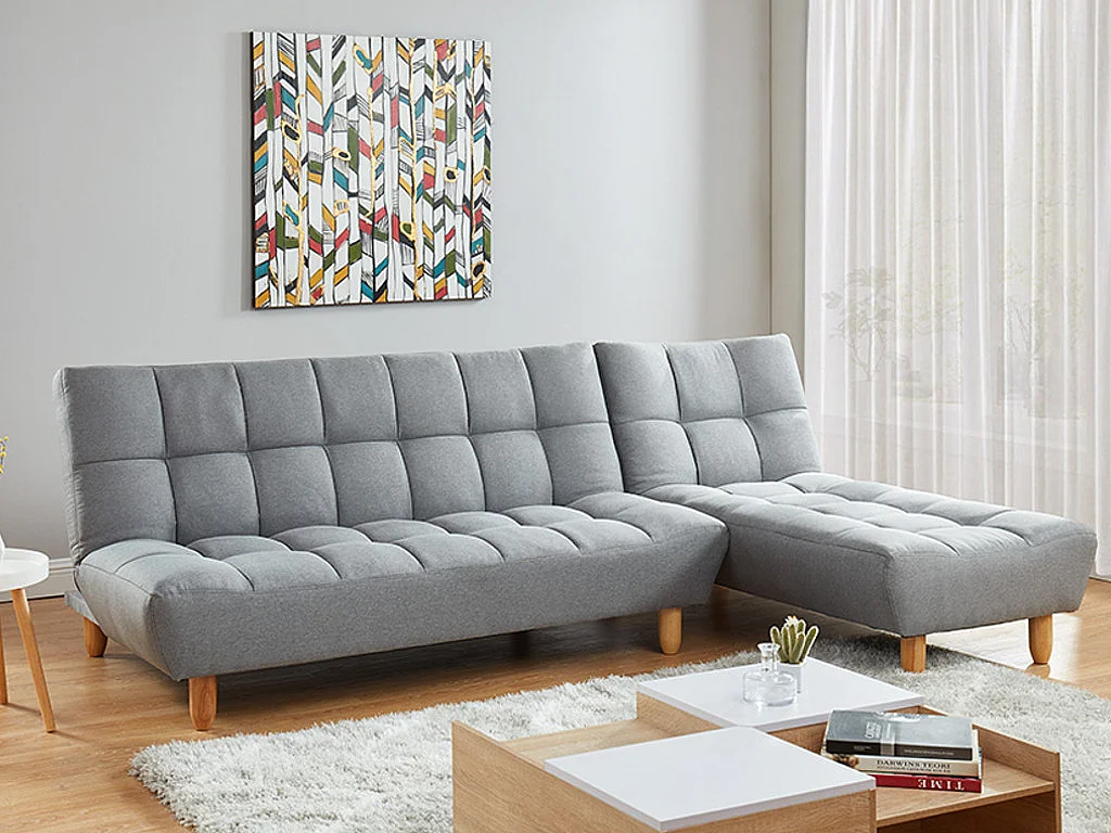 Canapé modulable convertible en tissu gris ESTEBAN
