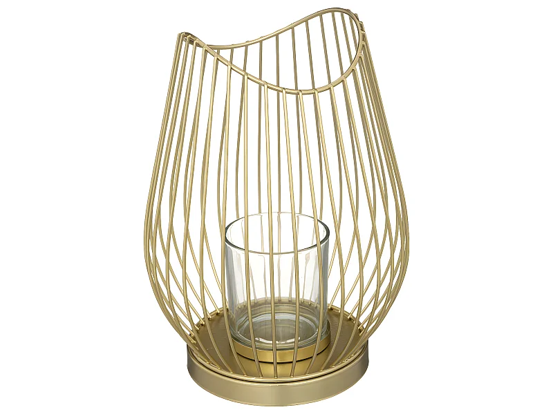 Photophore Design en Métal "Filaire" 23cm Or