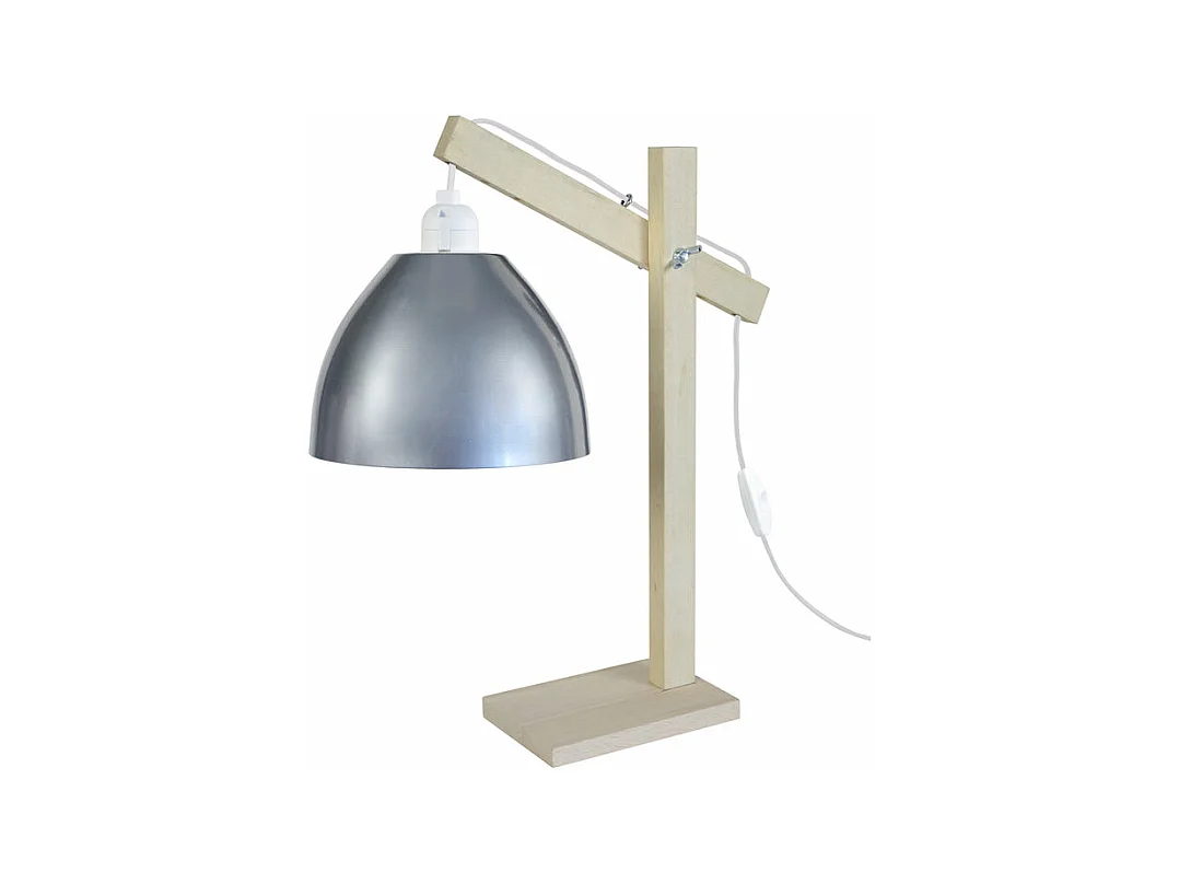 Lampe de bureau articulé bois, métal aluminium 50 cm.