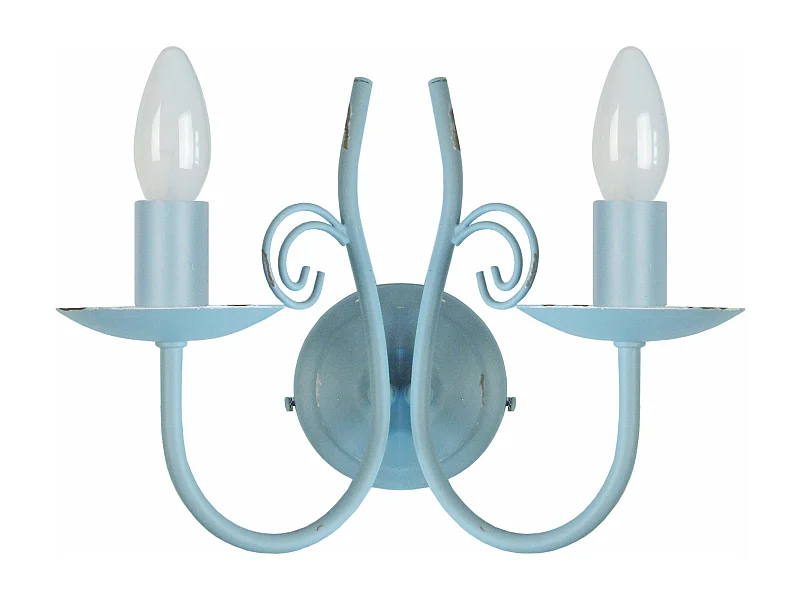 Applique, bougie métal bleu 31cm.