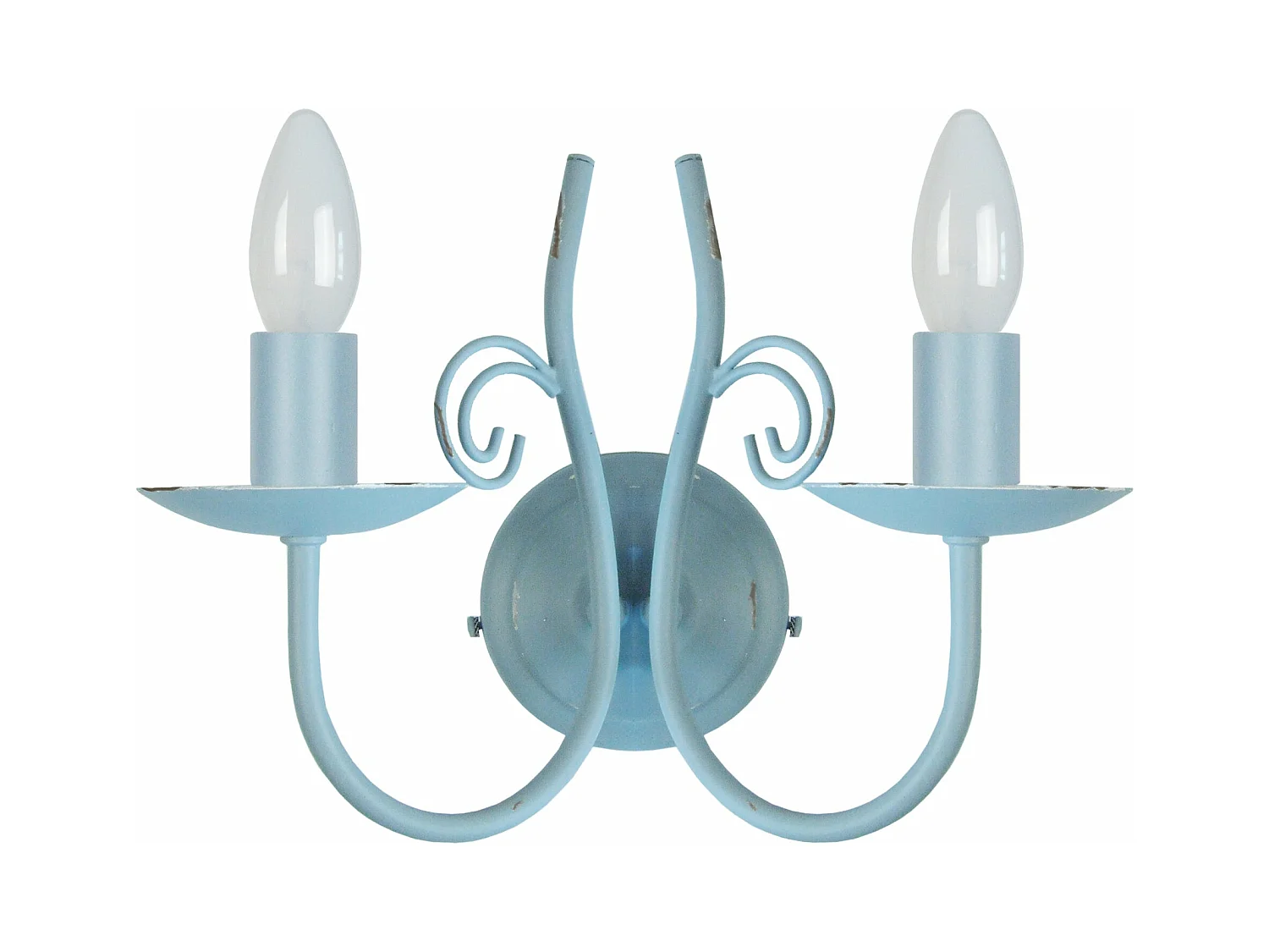 Applique, bougie métal bleu 31cm.