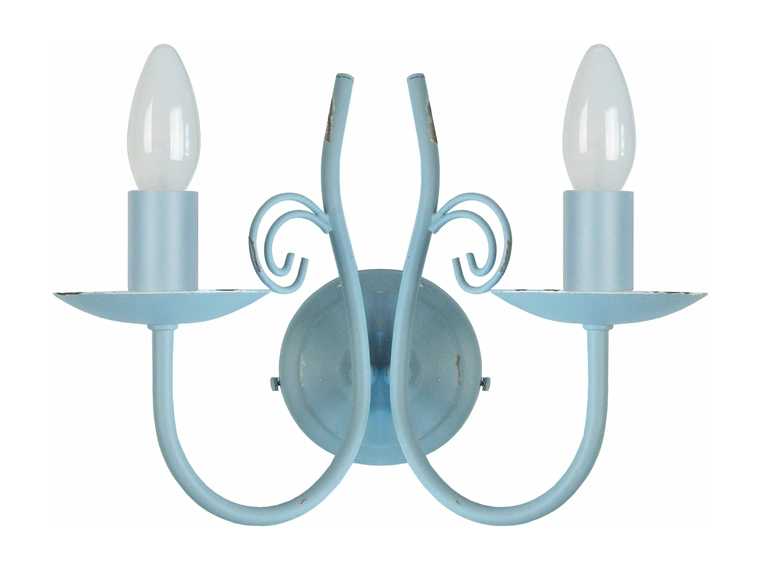 Applique, bougie métal bleu 31cm.