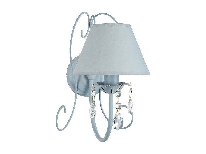 Applique métal, abat-jour bleu 9 cm.