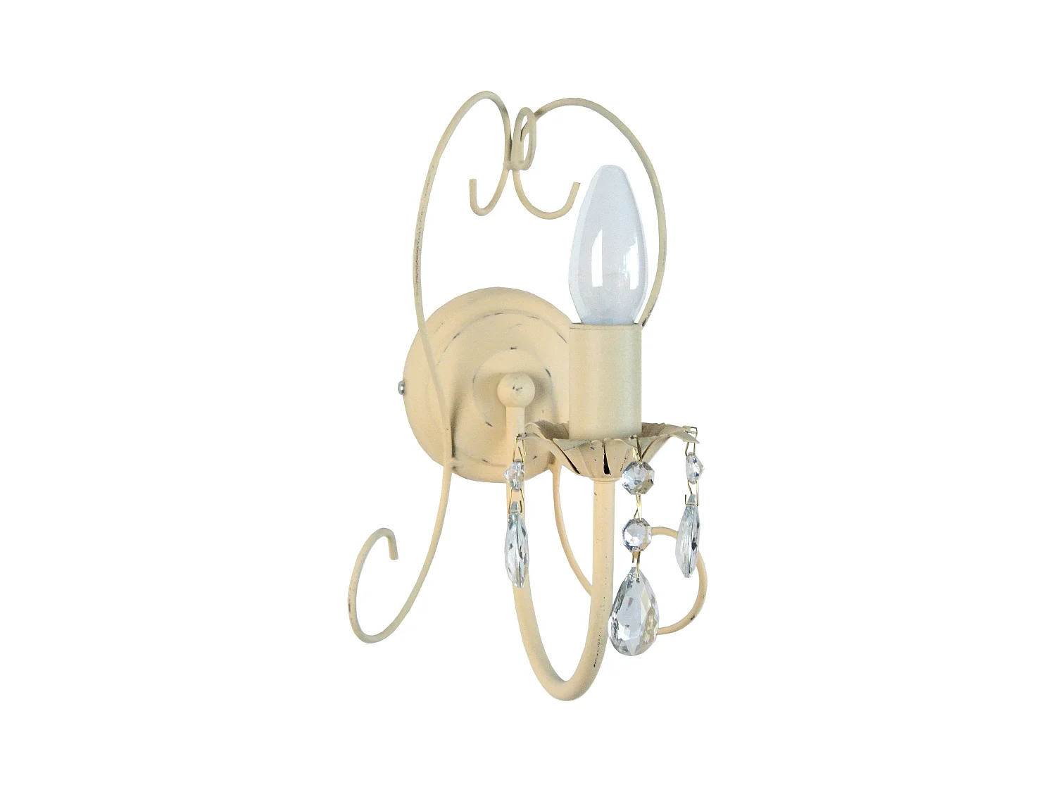 Applique bougie métal beige 9 cm.