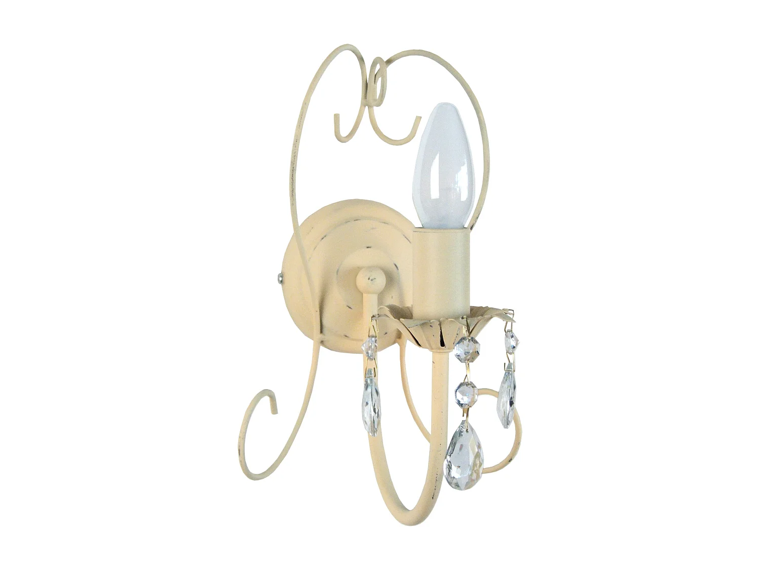 Applique bougie métal beige 9 cm.