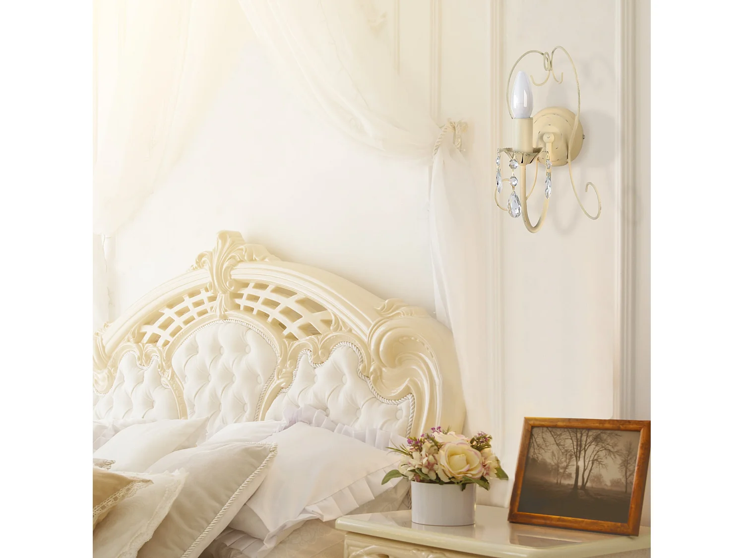 Applique bougie métal beige 9 cm.