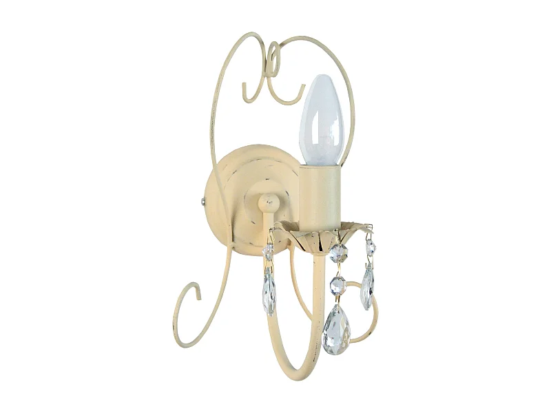 Applique bougie métal beige 9 cm.