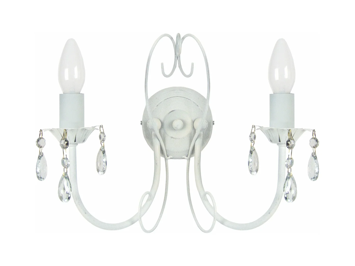 Applique double bougie métal ivoire 9 cm.