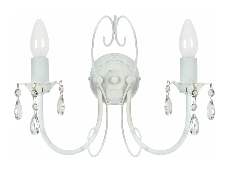 Applique double bougie métal ivoire 9 cm.